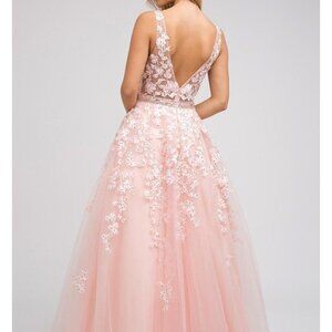 Blush Pink Prom Party Wedding Dress Gown JT224